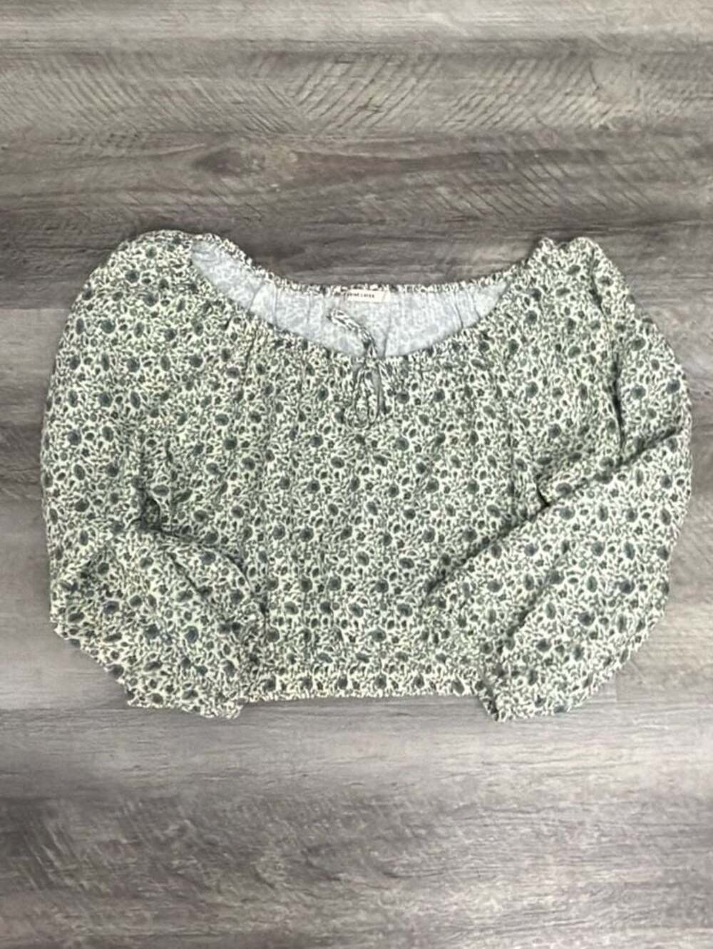 Marine Layer Tiana Double Cloth Cropped Top Green Floral